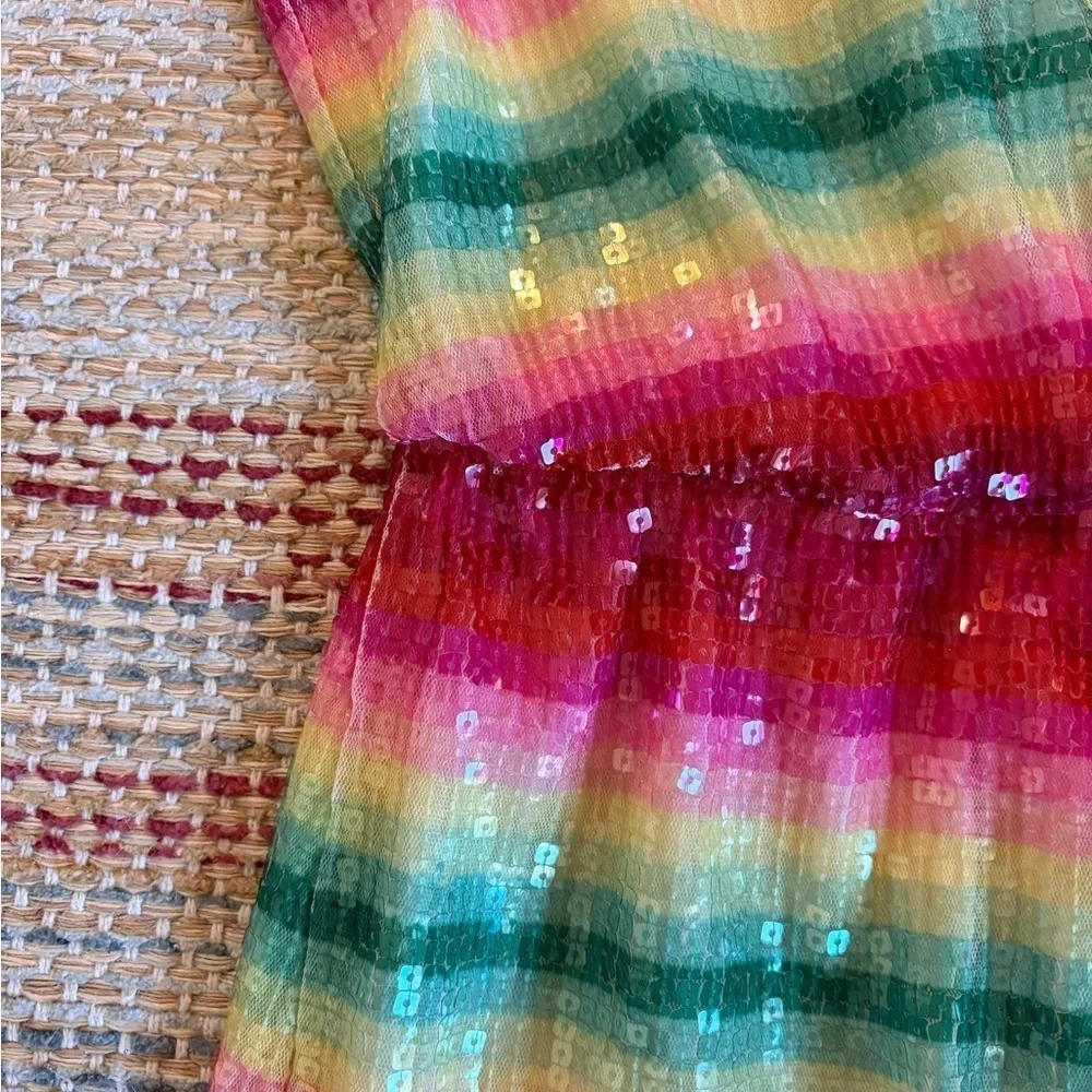 NWT J.CREW Watermelon colored striped sequin midi dress